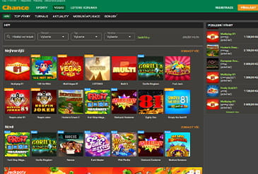 Náhled domovské stránky Chance