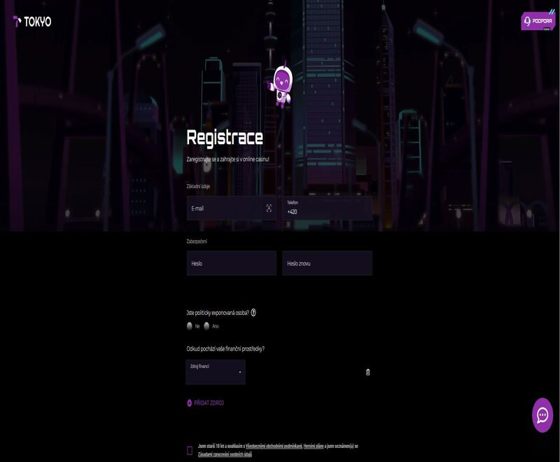 Vyplňte registrační formulář