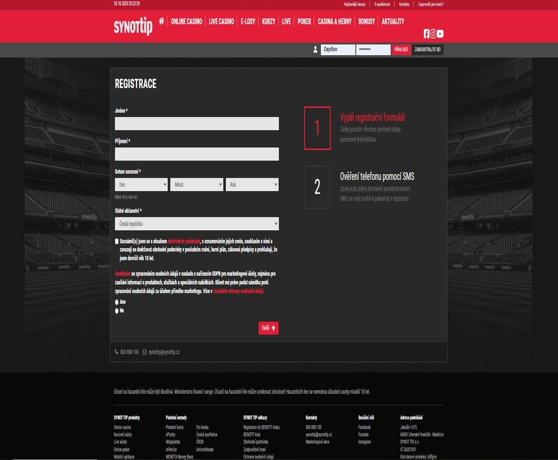 Při ruční registraci kompletně vyplňte všechny údaje o sobě