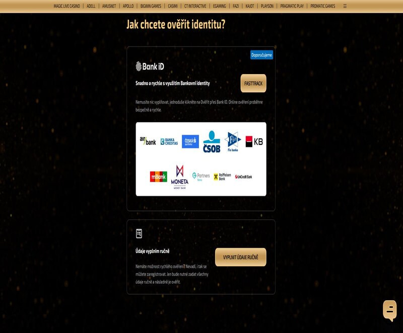 Vyberte si způsob ověření identity