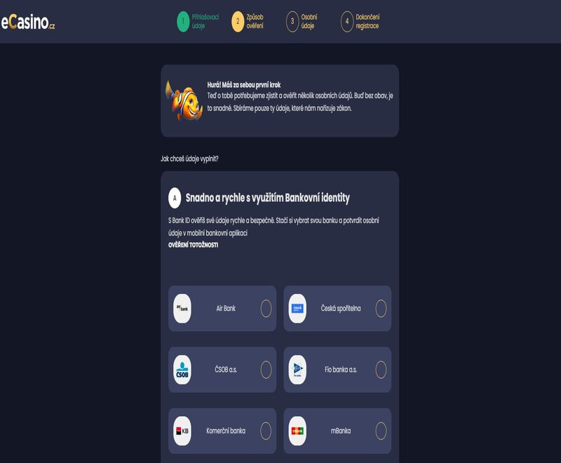Zvolte způsob ověření totožnosti
