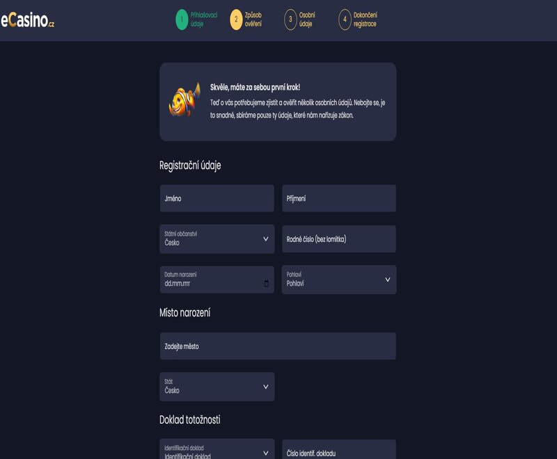 Při ruční registraci vyplňte kompletně formulář