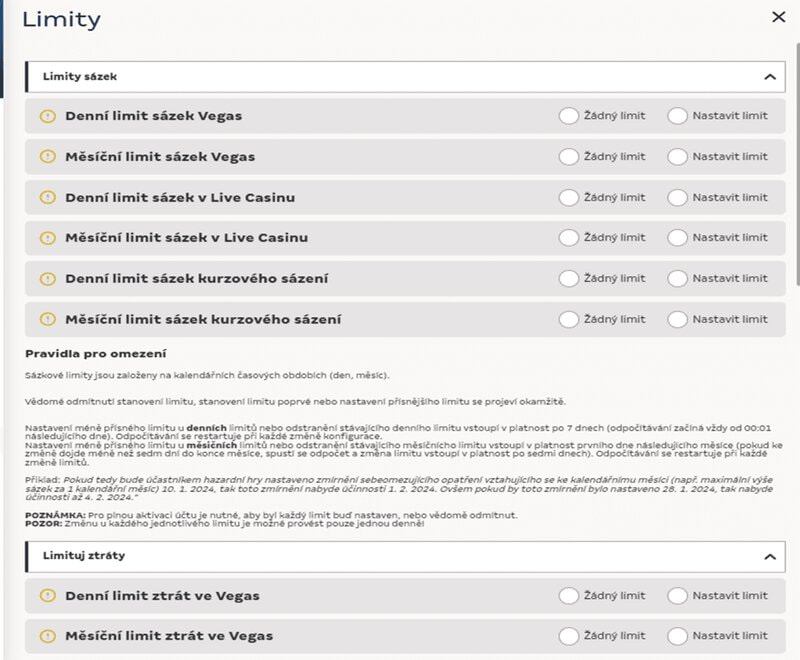 Nastavte si herní limity a můžete okamžitě hrát
