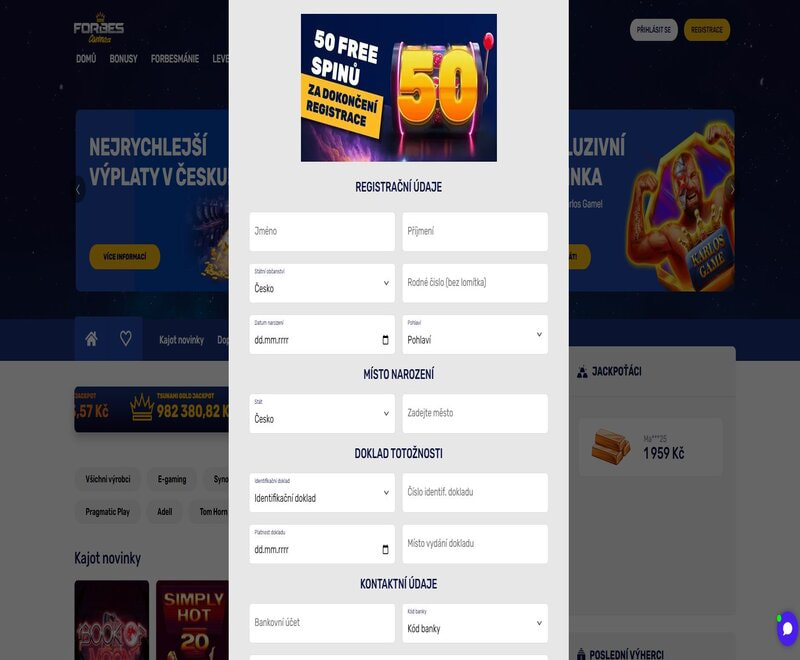 Při ruční registraci doplňte osobní údaje