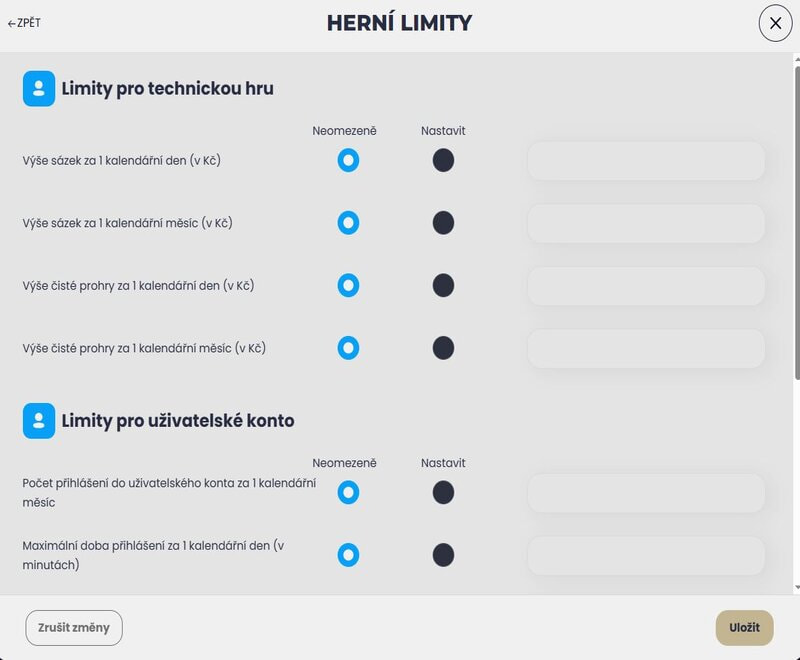 Zvolte si herní limity