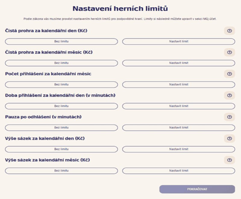 Nastavte si herní limity a začněte hrát