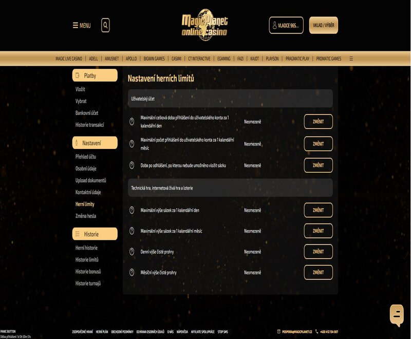 Nastavte si své herní limity