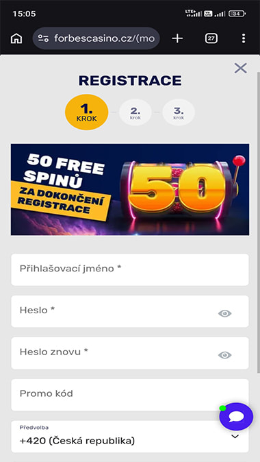 Vyplňte registrační formulář