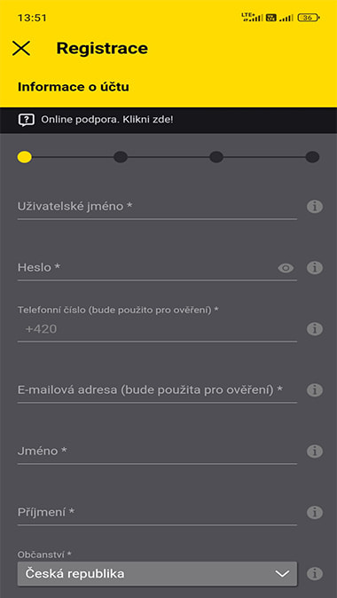 Vyberte si způsob registrace