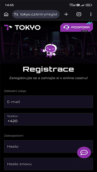 Vyplňte registrační formulář